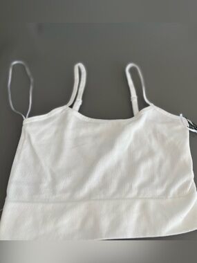 Ribbed White Camisole Tank with Adjustable Straps